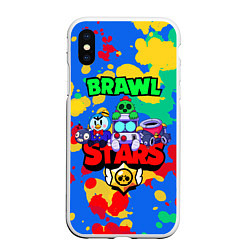 Чехол iPhone XS Max матовый BRAWL STARS 2020, цвет: 3D-белый