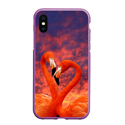 Чехол iPhone XS Max матовый Flamingo Love, цвет: 3D-фиолетовый