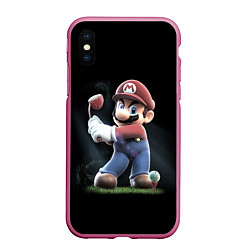 Чехол iPhone XS Max матовый Марио, цвет: 3D-малиновый