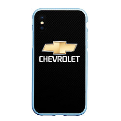 Чехол iPhone XS Max матовый CHEVROLET, цвет: 3D-голубой