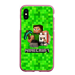 Чехол iPhone XS Max матовый MINECRAFT, цвет: 3D-малиновый