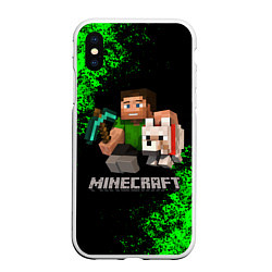 Чехол iPhone XS Max матовый MINECRAFT, цвет: 3D-белый