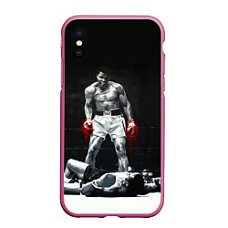 Чехол iPhone XS Max матовый Muhammad Ali, цвет: 3D-малиновый