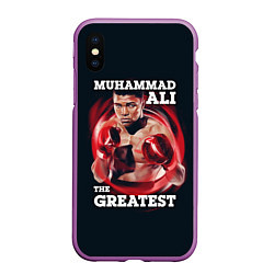 Чехол iPhone XS Max матовый Muhammad Ali, цвет: 3D-фиолетовый