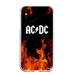 Чехол iPhone XS Max матовый AC DC, цвет: 3D-белый