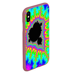 Чехол iPhone XS Max матовый Фрактальная кислотная черная дыра - множество Манд, цвет: 3D-малиновый — фото 2