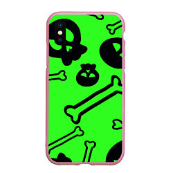 Чехол iPhone XS Max матовый Черепа, цвет: 3D-розовый