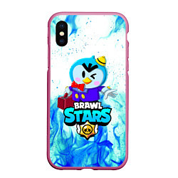 Чехол iPhone XS Max матовый BRAWL STARS MRP, цвет: 3D-малиновый