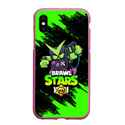 Чехол iPhone XS Max матовый BRAWL STARS VIRUS 8-BIT, цвет: 3D-малиновый