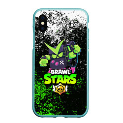 Чехол iPhone XS Max матовый BRAWL STARS VIRUS 8-BIT, цвет: 3D-мятный