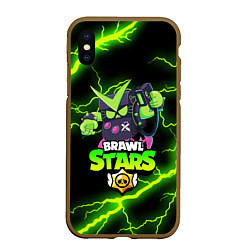 Чехол iPhone XS Max матовый BRAWL STARS VIRUS 8-BIT, цвет: 3D-коричневый