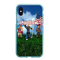 Чехол iPhone XS Max матовый ROBLOX, цвет: 3D-мятный