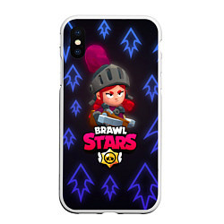 Чехол iPhone XS Max матовый Brawl Stars Shadow Knight Jassie, цвет: 3D-белый