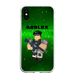 Чехол iPhone XS Max матовый Roblox, цвет: 3D-белый