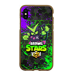 Чехол iPhone XS Max матовый BRAWL STARS VIRUS 8-BIT, цвет: 3D-коричневый