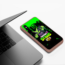 Чехол iPhone XS Max матовый BRAWL STARS VIRUS 8-BIT, цвет: 3D-коричневый — фото 2