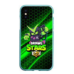 Чехол iPhone XS Max матовый BRAWL STARS VIRUS 8-BIT, цвет: 3D-мятный