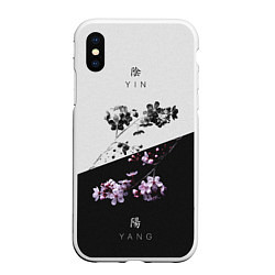Чехол iPhone XS Max матовый YinYang, цвет: 3D-белый