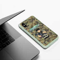 Чехол iPhone XS Max матовый Roblox 23 February Camouflage, цвет: 3D-салатовый — фото 2