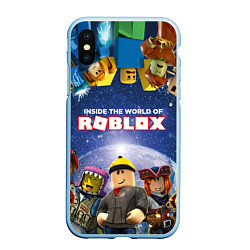 Чехол iPhone XS Max матовый ROBLOX, цвет: 3D-голубой