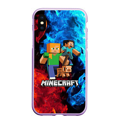 Чехол iPhone XS Max матовый Minecraft Майнкрафт, цвет: 3D-сиреневый