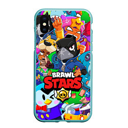 Чехол iPhone XS Max матовый BRAWL STARS CROW, цвет: 3D-мятный