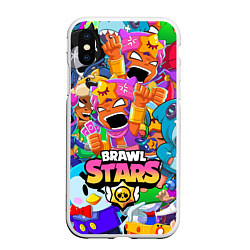 Чехол iPhone XS Max матовый BRAWL STARS SANDY, цвет: 3D-белый