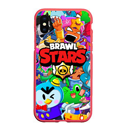 Чехол iPhone XS Max матовый BRAWL STARS, цвет: 3D-красный