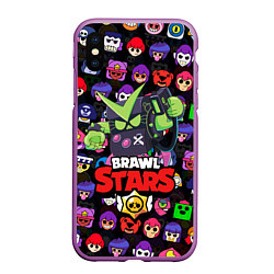 Чехол iPhone XS Max матовый BRAWL STARS VIRUS 8-BIT, цвет: 3D-фиолетовый