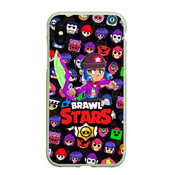 Чехол iPhone XS Max матовый BRAWL STARS BIBI, цвет: 3D-салатовый