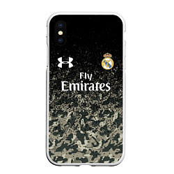 Чехол iPhone XS Max матовый Real Madrid, цвет: 3D-белый