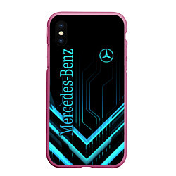 Чехол iPhone XS Max матовый Mercedes-Benz, цвет: 3D-малиновый