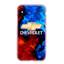 Чехол iPhone XS Max матовый CHEVROLET, цвет: 3D-розовый