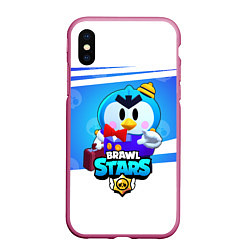 Чехол iPhone XS Max матовый Brawl stars MRP, цвет: 3D-малиновый