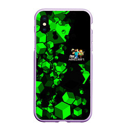 Чехол iPhone XS Max матовый MINECRAFT, цвет: 3D-сиреневый