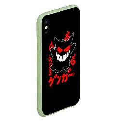 Чехол iPhone XS Max матовый Pokemon Gengar Генгар, цвет: 3D-салатовый — фото 2