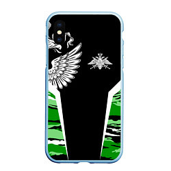 Чехол iPhone XS Max матовый Пограничные Войска, цвет: 3D-голубой