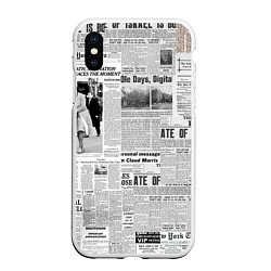 Чехол iPhone XS Max матовый Газета Newspaper, цвет: 3D-белый