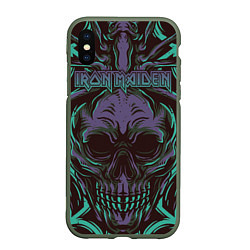 Чехол iPhone XS Max матовый Iron Maiden, цвет: 3D-темно-зеленый