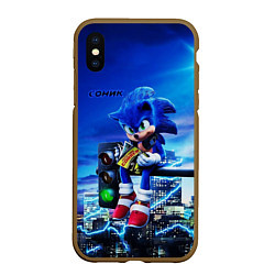 Чехол iPhone XS Max матовый SONIC, цвет: 3D-коричневый