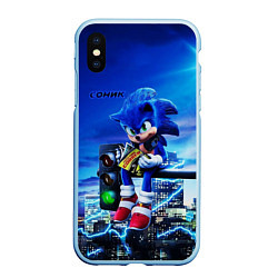 Чехол iPhone XS Max матовый SONIC, цвет: 3D-голубой