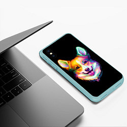 Чехол iPhone XS Max матовый Корги, цвет: 3D-мятный — фото 2