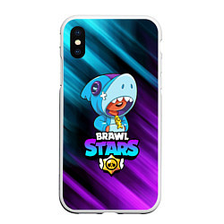 Чехол iPhone XS Max матовый BRAWL STARS LEON SHARK, цвет: 3D-белый