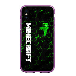 Чехол iPhone XS Max матовый MINECRAFT, цвет: 3D-фиолетовый