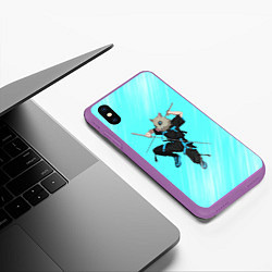 Чехол iPhone XS Max матовый KIMETSU NO YAIBA, цвет: 3D-фиолетовый — фото 2