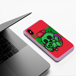 Чехол iPhone XS Max матовый Brawl stars SPIKE, цвет: 3D-сиреневый — фото 2