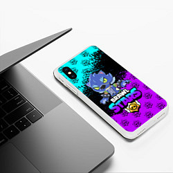 Чехол iPhone XS Max матовый Brawl stars leon оборотень, цвет: 3D-белый — фото 2