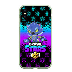 Чехол iPhone XS Max матовый Brawl stars leon оборотень, цвет: 3D-салатовый