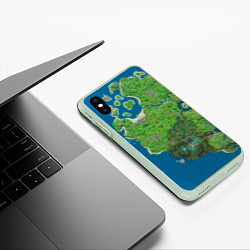 Чехол iPhone XS Max матовый Fortnite карта, цвет: 3D-салатовый — фото 2