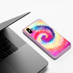 Чехол iPhone XS Max матовый Tie Dye vortex, цвет: 3D-сиреневый — фото 2